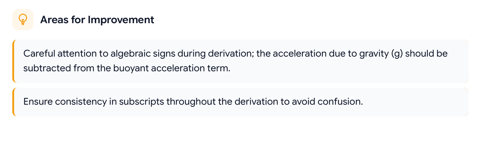Areas for Improvement